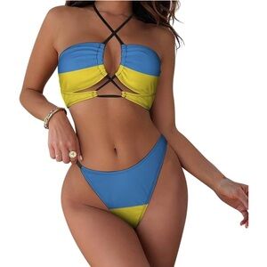 Bright striped bikini